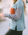 Stripe Colorblock Bishop Sleeve Top