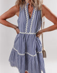 Macie Sleeveless Notched V Neck Ric Rac Dress