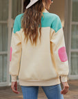 Helen Elbow Patch Half Button Sweatshirt