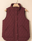 Quilted Zip-Up Snap Button Pocketed Vest