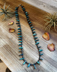 30 inch long shell and turquoise necklace