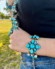 Complete Squash Blossom Set – Kingman Turquoise – Sterling Silver – Navajo Made by Wilson Dawes