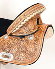 Hilason Western Horse Treeless Trail Barrel Saddle American Leather Tan