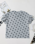 Joelle Star Ruffled Sleeve Crew Neck Top