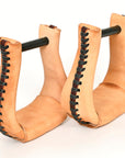 HILASON Western Saddle Bell Oil Leather Horse Saddle Stirrups Neck 3-Inch | Western Saddle Stirrups | Leather Horse Stirrups | Trail Riding Stirrups | Laced Leather Stirrups