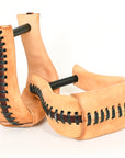 HILASON Western Saddle Bell Oil Leather Horse Saddle Stirrups Neck 3-Inch | Western Saddle Stirrups | Leather Horse Stirrups | Trail Riding Stirrups | Laced Leather Stirrups