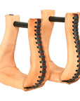 HILASON Western Saddle Bell Oil Leather Horse Saddle Stirrups Neck 3-Inch | Western Saddle Stirrups | Leather Horse Stirrups | Trail Riding Stirrups | Laced Leather Stirrups