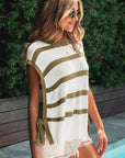 Scarlett Stripe Tie Open Side Sweater Knitted Top