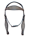HILASON Western Horse Headstall Breast Collar Set Tack Genuine American Leather Plain Rough Out Dark Brown