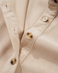 Solid Corduroy Half-Button Collared Mini Dress