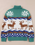 Christmas Reindeer Snowflake Colorblock Turtleneck Sweater