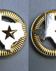 Western Screw Back Concho 1.5 In Texas Star Gold Silver Round Saddle