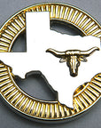 Western Screw Back Concho 1.5 In Texas Longhorn Gold Silver Round Saddle