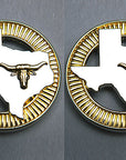 Western Screw Back Concho 1.5 In Texas Longhorn Gold Silver Round Saddle