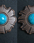 Western Screw Back Concho 1.5 In. Turquoise Stone Floral Saddle Cowgirl