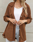 Textured Contrast Flap Pocket Shacket
