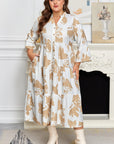 Plus Size Floral 3/4 Ruffle Sleeve Tiered Maxi Dress