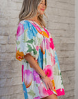 Iyla Floral Split Neck Babydoll Dress