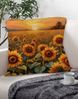 Sunflower Field Throw Pillow Case Made in America
