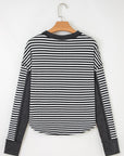 Stripe Thermal Knit Drop Shoulder Top
