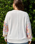 Plus Size Floral Patchwork Long Sleeve Reverse Seam Sweatshirt