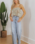 Kaiya Floral Spaghetti Strap Ruffle Summer Tank Top