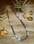 Faceted Kunzite & Sterling Silver Necklace – 8 mm Pearls – 20 Inch