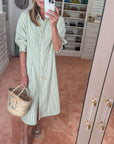 MASON'S DAUGHTER Miller Dress, Seafoam and Ivory Striped