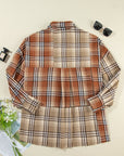 Plaid Colorblock Patchwork Snap Buttoned Shacket