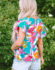Noemi Notched Neck Flutter Sleeve Blouse