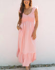 Ashlyn Flutter Sleeve Smocked Bodice Maxi Dress