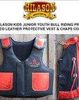 Hilason Junior Youth Bull Riding Pro Rodeo Leather Protective Vest Chaps