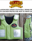 Hilason Junior Youth Bull Riding Pro Rodeo Leather Protective Vest Chaps