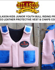 Hilason Junior Youth Bull Riding Pro Rodeo Leather Protective Vest Chaps