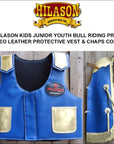Hilason Junior Youth Bull Riding Pro Rodeo Leather Protective Vest Chaps