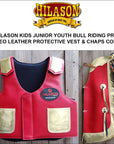 Hilason Junior Youth Bull Riding Pro Rodeo Leather Protective Vest Chaps