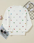 Sequin Heart Waffle Knit Sweater