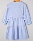Kaia Stripe Bracelet Sleeve Tiered Dress with Pockets