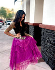 Tiered chiffon midi skirt