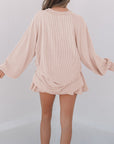 Corded Top and Ruffle Mini Skirt Set