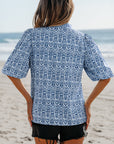 Alayah Floral Striped Ric-rac Puff Sleeve Top