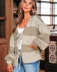 Amara Striped Knit Bow Tie Front Sweater Cardigan
