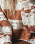 Maggie Striped Knit Puff Sleeve Casual Sweater