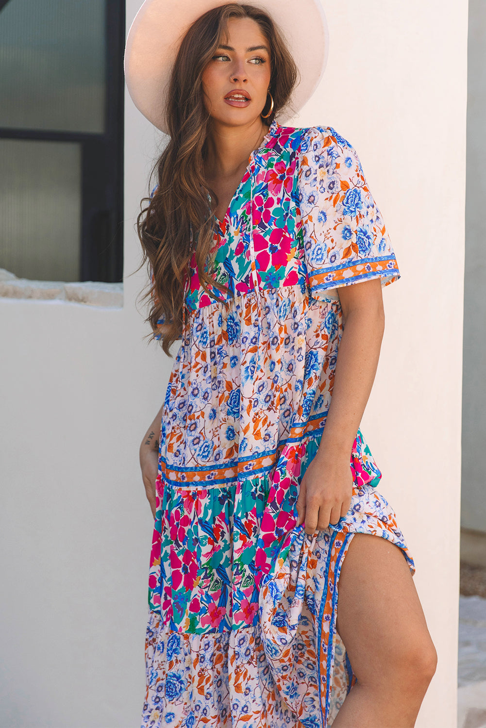 Siena Mixed Floral Short Sleeve Dress