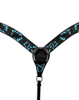 Western Horse Headstall & Breast Collar Tack American Leather Black Turquoise Hilason