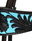 Western Horse Headstall & Breast Collar Tack American Leather Black Turquoise Hilason