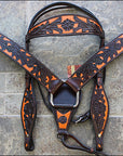 HILASON Western Horse Headstall Breast Collar Set Tack Genuine American Leather