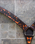 Hilason Western Horse Headstall & Breast Collar American Leather Orange Hand Paint