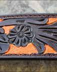 Hilason Western Horse Headstall & Breast Collar American Leather Orange Hand Paint