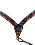 Hilason Western Horse Headstall & Breast Collar American Leather Orange Hand Paint